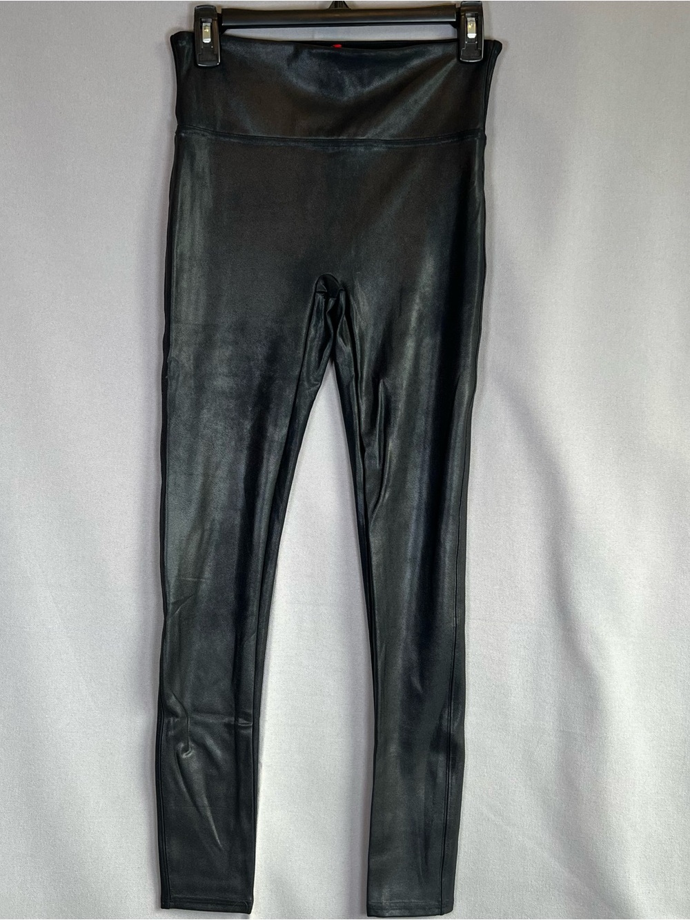 Spanx Women’s SzL Black Faux Leather High-Rise Leggings Biker Grunge Metal